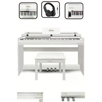 Midex Plx-140 Pro-Wh Bluetoothlu Tuş Hassasiyetli 88 Tuşlu Kapaklı Beyaz Dijital Piyano