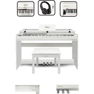 Midex Plx-140 Pro-Wh Bluetoothlu Tuş Hassasiyetli 88 Tuşlu Kapaklı Beyaz Dijital Piyano
