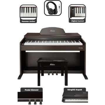 Midex PLX-190SR Gül Ağacı 88 Tuşlu Hammer Action ve Tuş Hassasiyeti Dijital Piyano