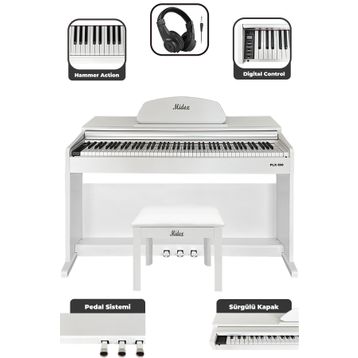 Midex Plx-190Wh 88 Tuşlu Hammer Action Ve Tuş Hassasiyeti Beyaz Dijital Piyano
