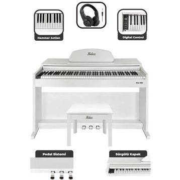 Midex Plx-190Wh 88 Tuşlu Hammer Action Ve Tuş Hassasiyeti Beyaz Dijital Piyano