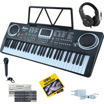 Midex PS-1500BK-H Başlangıç İçin 61 Tuşlu Org Kulaklık Notalık Adaptör Öğrenim Metodu