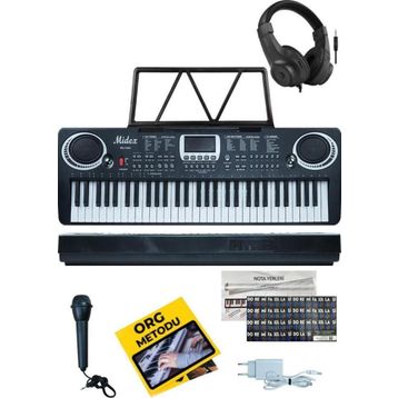 Midex PS-1500BK-H Başlangıç İçin 61 Tuşlu Org Kulaklık Notalık Adaptör Öğrenim Metodu