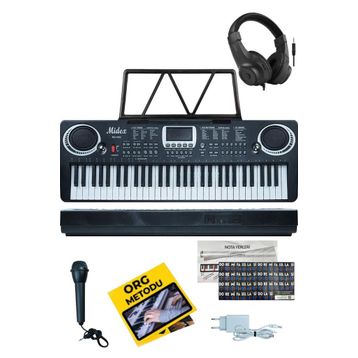 Midex PS-1500BK-H Başlangıç İçin 61 Tuşlu Org Kulaklık Notalık Adaptör Öğrenim Metodu