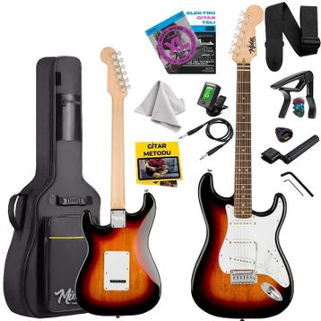 Midex RPH-30SB Gül Klavye Strat Kasa SSS Elektro Gitar Seti