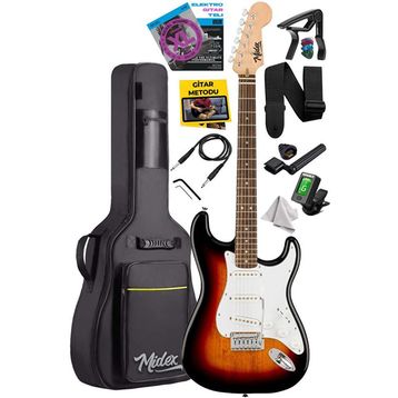 Midex RPH-30SB Gül Klavye Strat Kasa SSS Elektro Gitar Seti