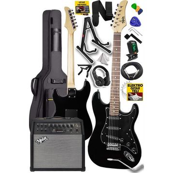 Midex RPH30BK 50Amp 50 W Bluetooth Şarjlı Amfi Kulaklık Full Siyah Elektro Gitar Seti