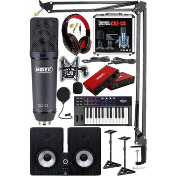 Midex Wizard Paket-6 Monitör-Mikrofon-Ses Kartı-Kulaklık ve Midi Klavye Stüdyo Ekipmanları Seti