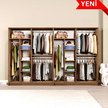 Midoser Kardelen Serisi Atlantik Çam 8 Kapılı 10 Raflı 280 cm Gardırop