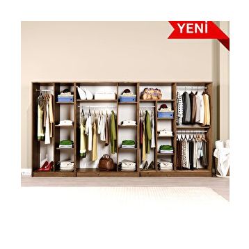 Midoser Kardelen Serisi Atlantik Çam 9 Kapaklı 14 Raflı 340 cm Elbise Dolabı