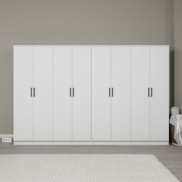 Midoser Kardelen Serisi Mat Beyaz 8 Kapaklı 10 Raflı 280 cm Elbise Dolabı