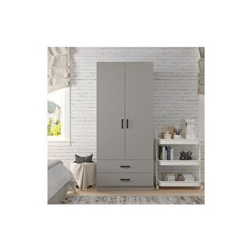 Midoser Yaman 80 cm Luna 2 Kapaklı 2 Çekmeceli Gri Gardırop