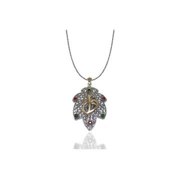 Midyat Nurtaş 201014513 Elif Vav İşlemeli Üzüm Yaprağı Model 925 Ayar Telkari Gümüş Kolye