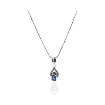 Midyat Nurtaş 201021967 Safir Taşlı Damla Model Oksitli Telkari Gümüş Kolye