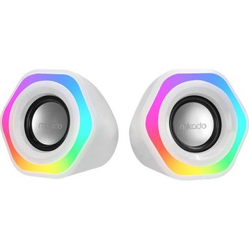 Mikado MD-176 Beyaz 2.0 3W-2 RGB Aydınlatmalı Speaker Hoparlör