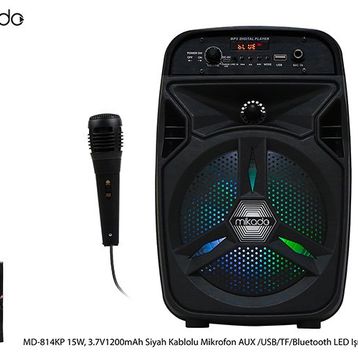 Mikado MD-814KP 15W 3.7W 1200mAh Siyah Kablolu Mikrofon AUX