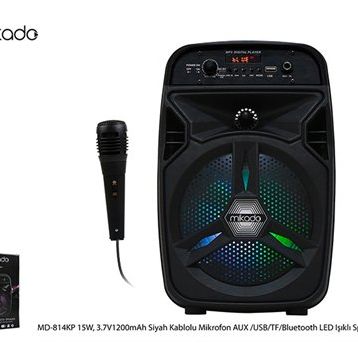 Mikado MD-814KP 15W 3.7W 1200mAh Siyah Kablolu Mikrofon AUX