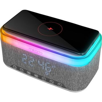 Mikado MD-W8 1200 mAh 10 W Gri RGB Gece Lambası Özellikli Alarmlı Saat Beyaz Bluetooth Speaker