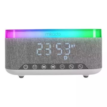 Mikado MD-W8 1200 mAh 10 W Gri RGB Gece Lambası Özellikli Alarmlı Saat Beyaz Bluetooth Speaker