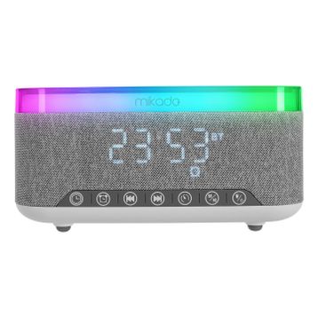 Mikado MD-W8 1200 mAh 10 W Gri RGB Gece Lambası Özellikli Alarmlı Saat Beyaz Bluetooth Speaker