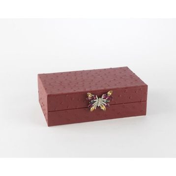 Mikasa Moor Bordo Kelebek Kulplu 20x12x7 cm Deri Kutu