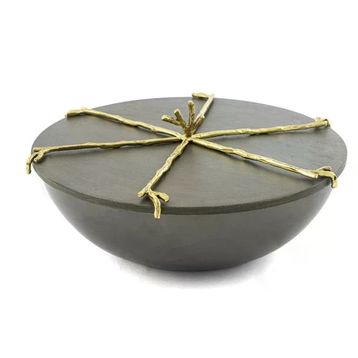 Mikasa Moor Branch 27x12 cm Kapaklı Gold Gri Kase