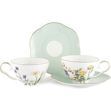 Mikasa Moor Eternal Flowers Renkli Desenli Porselen 2'li Çay Fincanı Seti