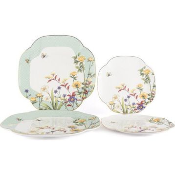 Mikasa Moor Eternal Flowers Renkli Porselen 2'li Pasta Tabağı Ve 2'li Servis Tabağı Seti