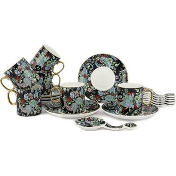 Mikasa Moor Garden Siyah 6lı 18 Parça 100 cc Kahve Fincanı Seti
