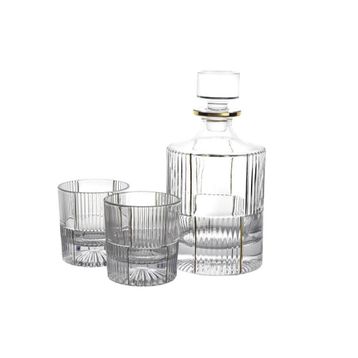 Mikasa Moor Gold Çizgili 3 Parça 950-280 ml Cam Viski Seti