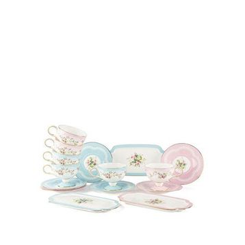 Mikasa Moor Rose Charm Porselen 15 Parça 6'lı Kahve Fincanı Seti
