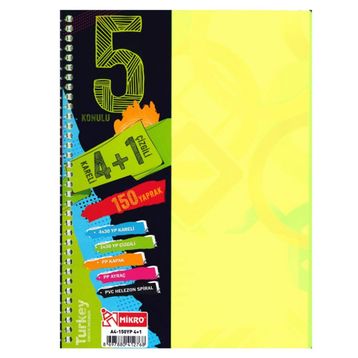 Mikro A4 4+1 Ayraçlı 150 Yaprak Sarı Kapaklı Defter
