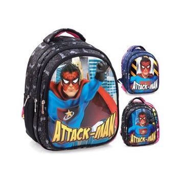Mikro Attack-Man MB-137 Erkek Çocuk Okul Sırt Çantası Çok Renkli