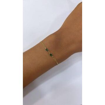 Milet Kuyumculuk 14 Ayar Altın Yeşil Taşlı Bileklik