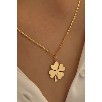 Milet Kuyumculuk 14 Ayar Altın Yonca Valentino Zincir Kolye