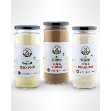 Mill More 330 gr Organik Bebek İrmiği + 300 gr Organik Bebek Pudingi + 300 gr Organik Bebek Muhallebisi