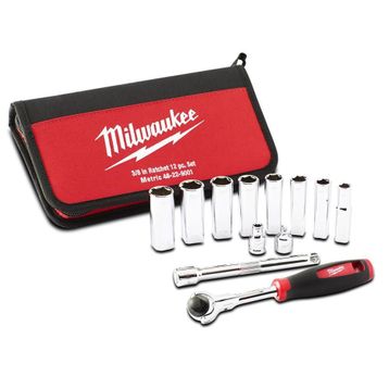 Milwaukee T48229001 3/8 inç 12 Parça Ağır Hizmet Tipi Lokma Takımı