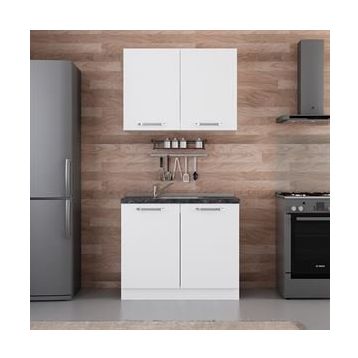 Minar 100 B2 Beyaz 100 cm Mutfak Dolabı