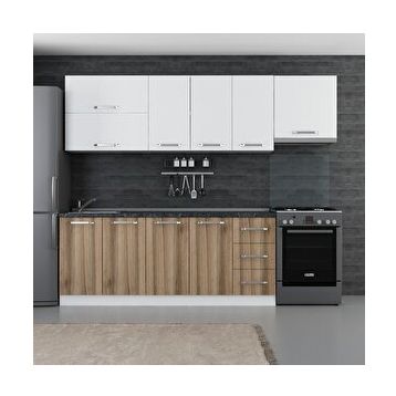 Minar 260-D4 Defne Beyaz Dore 260 cm Mutfak Dolabı
