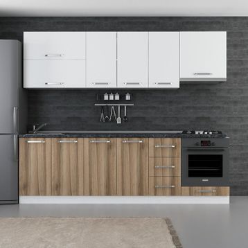 Minar 260-D5 Defne Beyaz Dore 260 cm Mutfak Dolabı