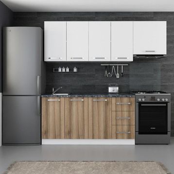 Minar Mobilya 220-D5 Beyaz Dore 220 cm Hazır Mutfak Dolabı