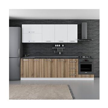 Minar Mobilya 280-D6 280 cm Beyaz Dore Hazır Mutfak Dolabı