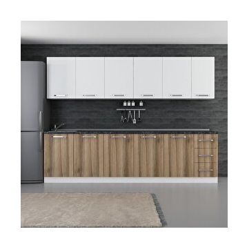 Minar Mobilya 290-D2 290 cm Beyaz Dore Hazır Mutfak Dolabı