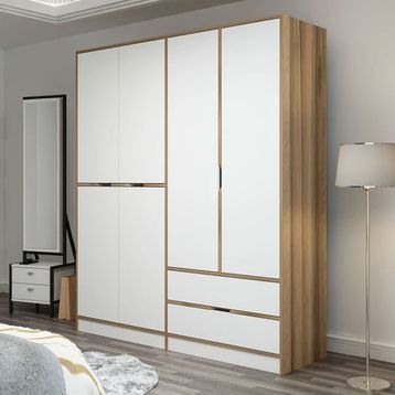 Minar Mobilya Elina 4 Kapaklı Dore Beyaz Dolap