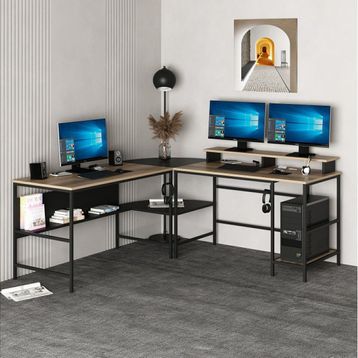 Minar Mobilya Greta L Köşe Dore/Siyah Çalışma Masası