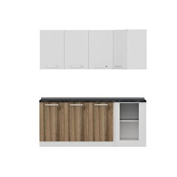Minar Mobilya K195D1 Byaz-Ceviz 195 cm Köşe Mutfak Dolabı