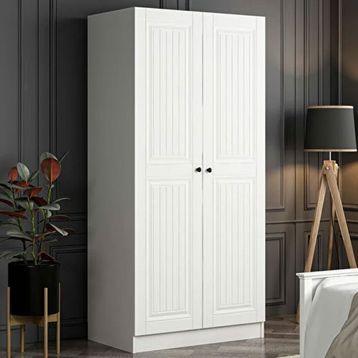 Minar Mobilya Kale 2 Mebran Kapaklı Beyaz 190 CM Dolap