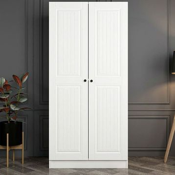 Minar Mobilya Kale 2 Mebran Kapaklı Beyaz 190 CM Dolap