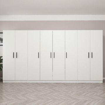 Minar Mobilya Kale 8 Kapak 2 Çekmece Zincir Beyaz 190 CM Dolap