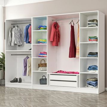 Minar Mobilya Minar Kale 6 Kapaklı 2 Aynalı 2 Çekmeceli Beyaz Antrasit 190 CM Dolap